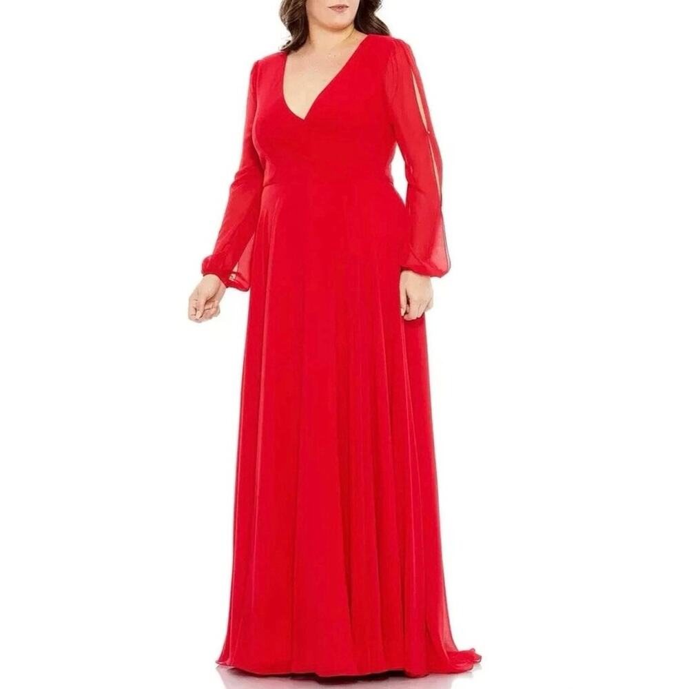 MAC DUGGAL 67912 Cut-Out Long Sleeve Long Dress Size 24W New with Tag MSRP $398